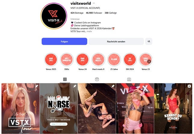 Screenshot von Visit-X Instagram Account