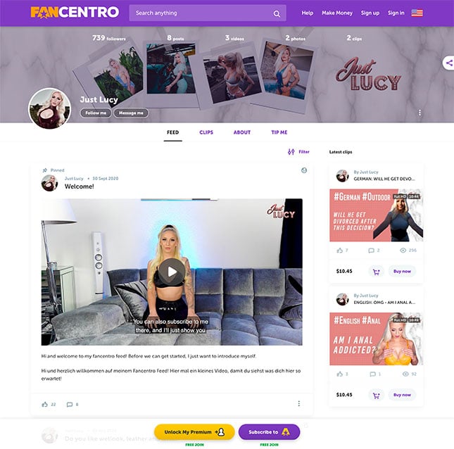 Just Lucy Fancentro-Profil